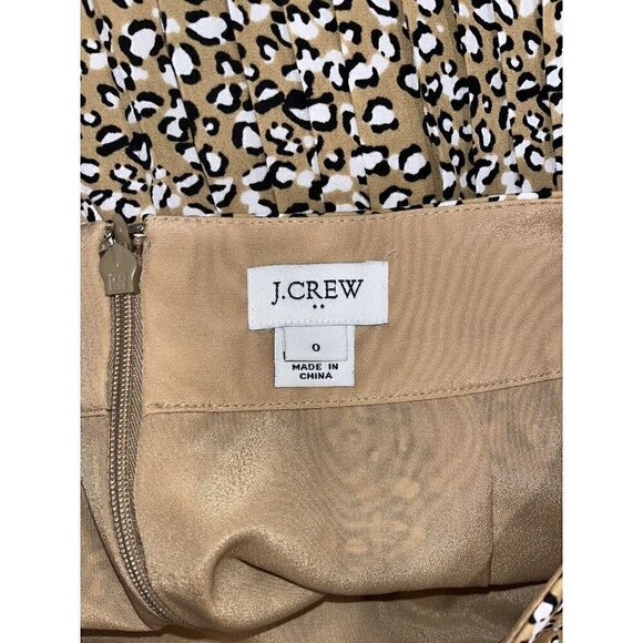 J CREW Women's Size 0 Pleated Midi Skirt Animal Cheetah Print Brown Beige Lined - Picture 3 of 7